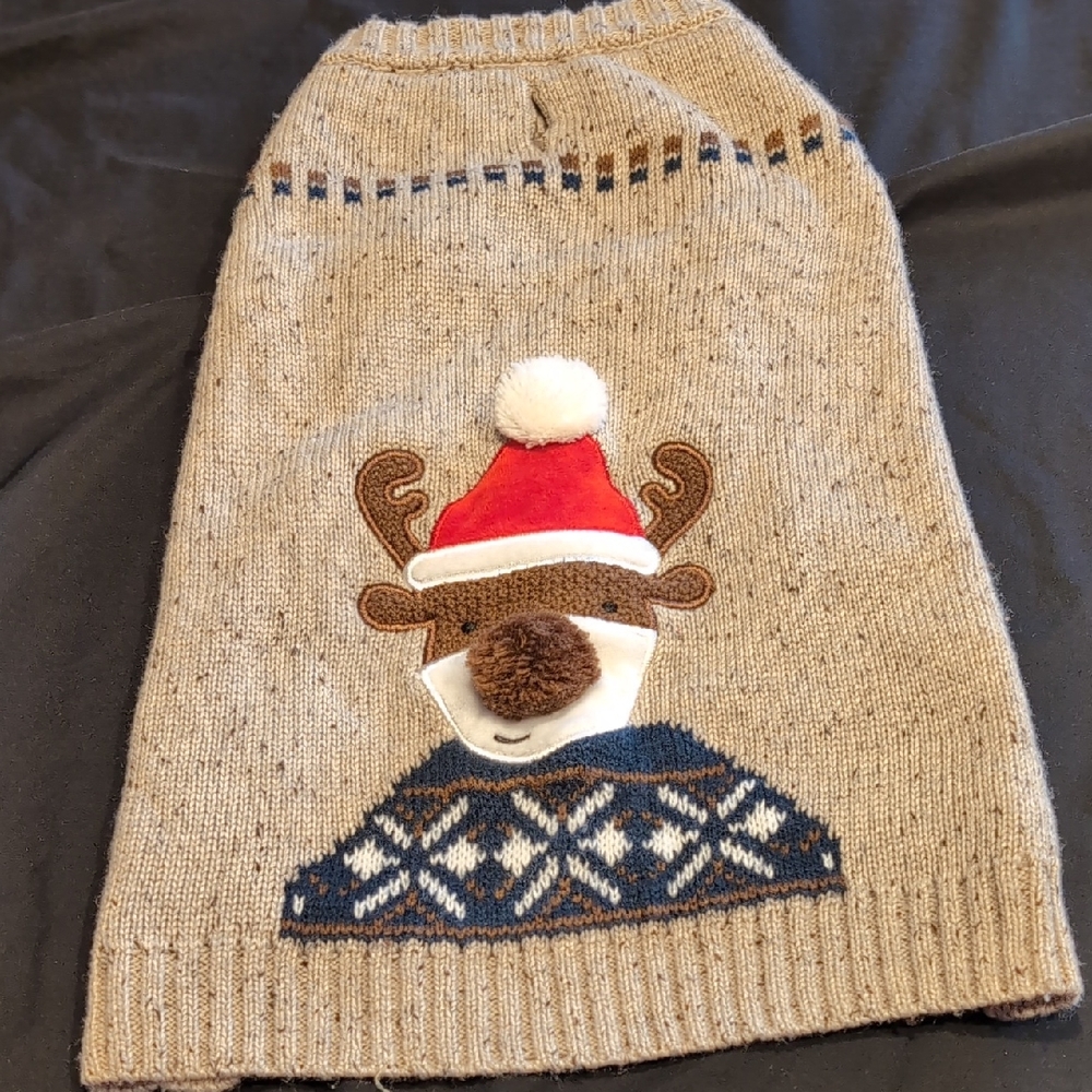 Festive Reindeer Knit Sweater For Dogs - Tan